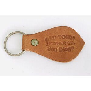 Vintage Old Town Leather Co San Diego Advertising Keychain Stamped Fob 2.75" USA
